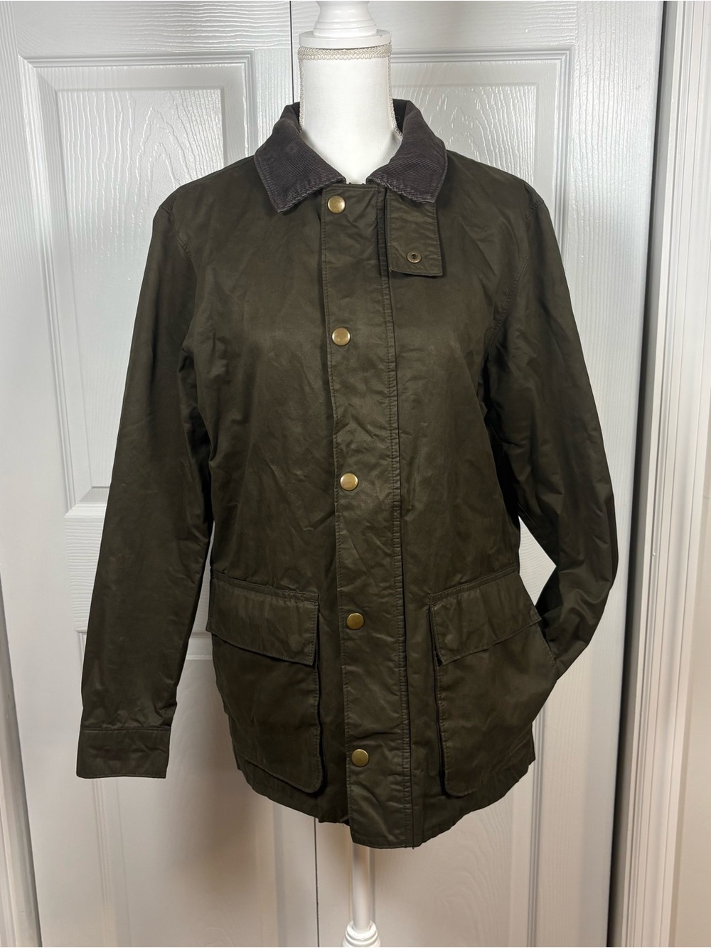 Old Navy Barn Jacket Small Olive Corduroy Collar Preppy Heritage